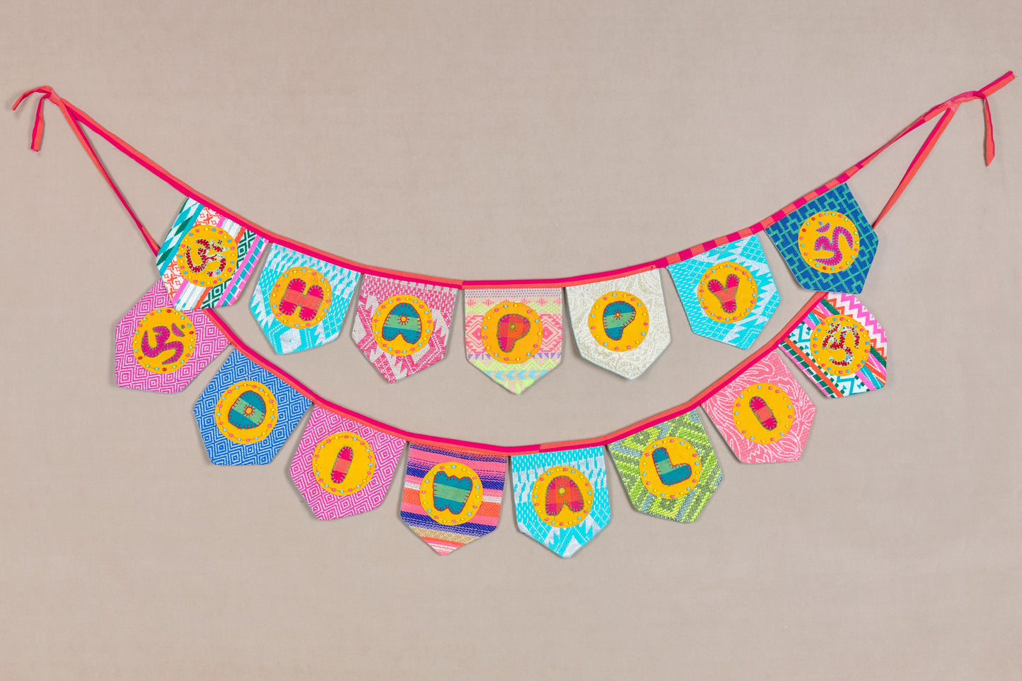 Upcycled Happy Diwali Bunting Banner Festive Decoration