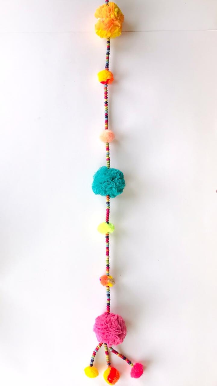 Upcycled Beaded Pom-Pom Festive Decoration String Hanging Party Prop – Use  Me Works
